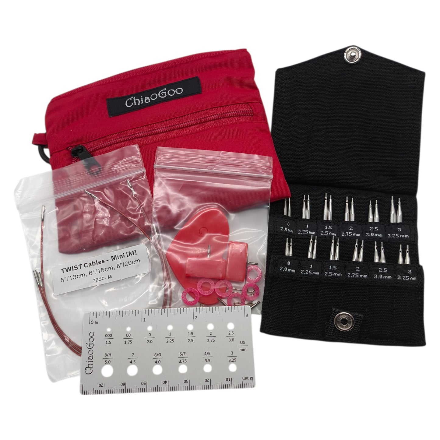 Nadelset auswechselbare Nadelspitzen TWIST RED LACE Shorties 2,00-3,25 mm 5 cm/8 cm