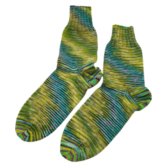 Socken, Größe 42/43, handgestrickt, aus Merino High Twist, Flusslauf