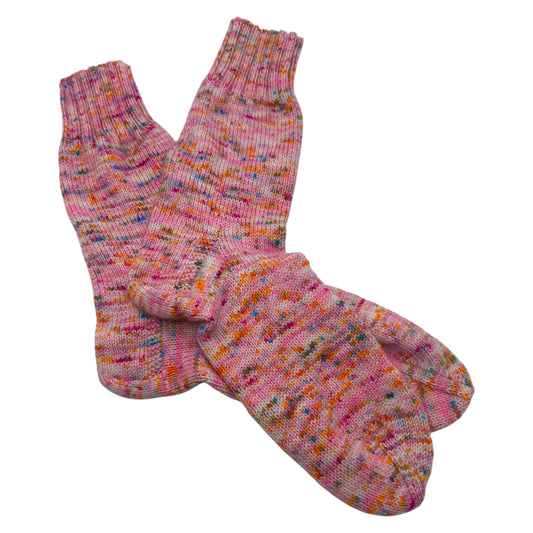 Socken, Größe 40/41, handgestrickt, aus Merino High Twist, einfach rosabunt