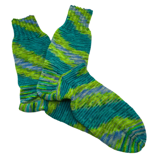 Socken, Größe 42/43, handgestrickt, aus 4-Merino Tag am See